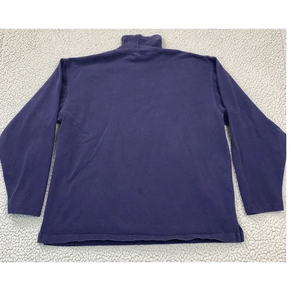 J.‎ Crew Mock Neck Shirt Mens M Navy Blue Long Sleeve Cotton Vintage Y2K
